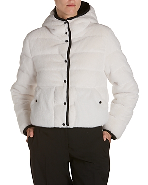 Moncler White Malp Faux-fur Down Jacket In White