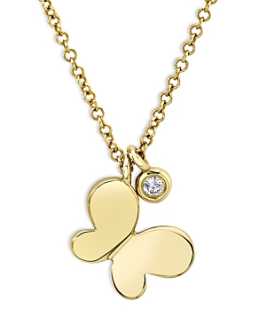 Moon & Meadow 14K Yellow Gold Butterfly Necklace with Diamonds, 18 - 100% Exclusive