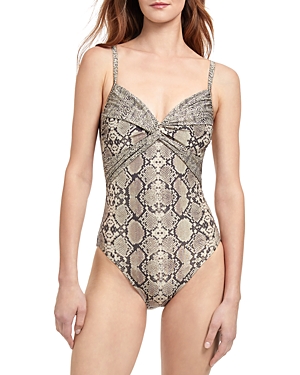 Gottex Printed V Neck One Piece Swimsuit
