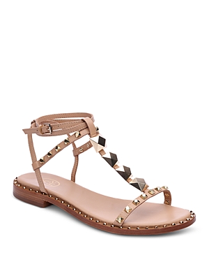 Ash Women's Party T Strap Studded Sandals In Skin