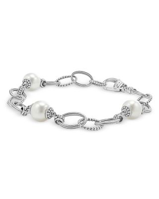 Sterling Silver Luna Caviar Cultured Freshwater Pearl Link Bracelet