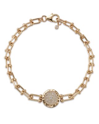 Bloomingdale's Fine Collection Diamond Pave Disc Link Bracelet in 14K Yellow Gold, 0.35 ct. t. w. - Exclusive