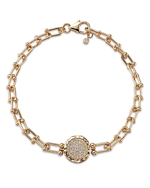 Bloomingdale's Diamond Pave Disc Link Bracelet In 14k Yellow Gold, 0.35 Ct. T.w. - 100% Exclusive In Gold/white