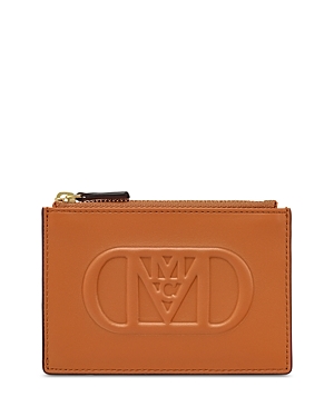 Mcm Mode Travia Leather Card Case In Cognac