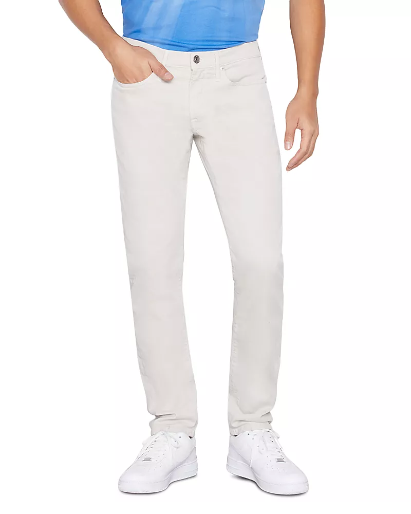 Frame L'Homme Slim Brushed Twill Pants in Milk Beige