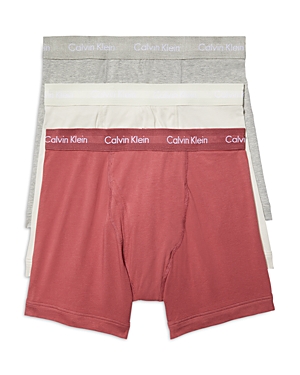 Calvin Klein Cotton Stretch Moisture Wicking Boxer Briefs, Pack Of 3 In Grey Heather/silver Birch/raspberry Blush