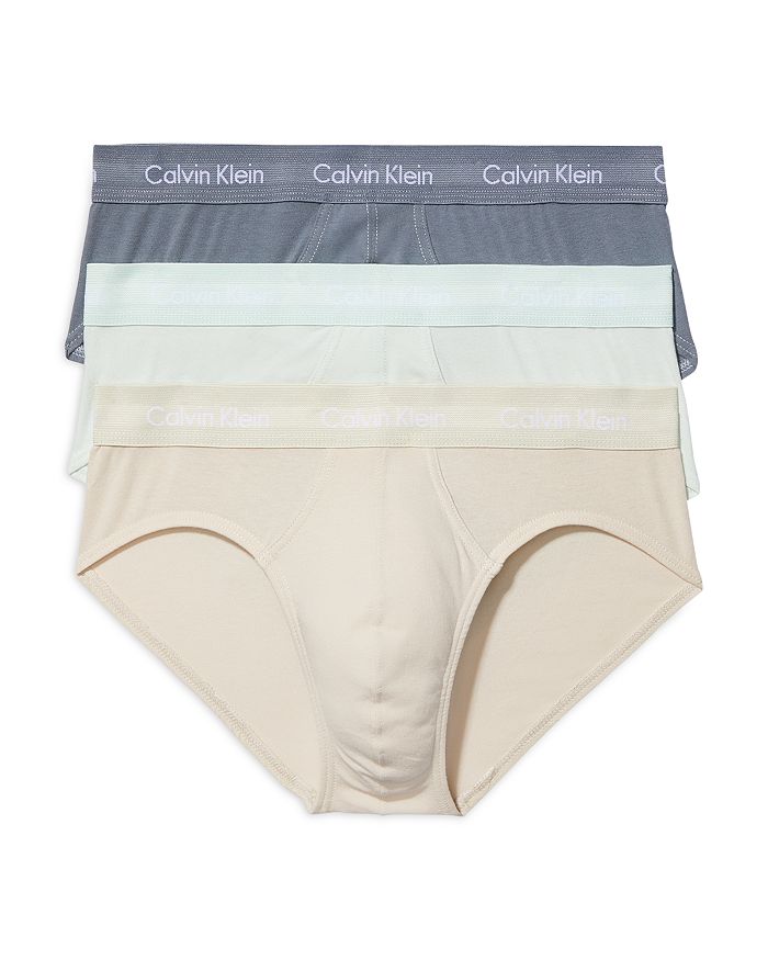 Calvin Klein Cotton Stretch Moisture Wicking Hip Briefs, Pack Of 3 In Dragon Fly/mudstone/asphalt Grey