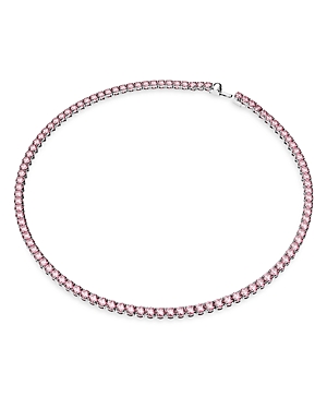 Swarovski Matrix Tennis Necklace In Pink/silver