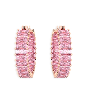 Shop Swarovski Matrix Baguette Crystal Hoop Earrings In Pink