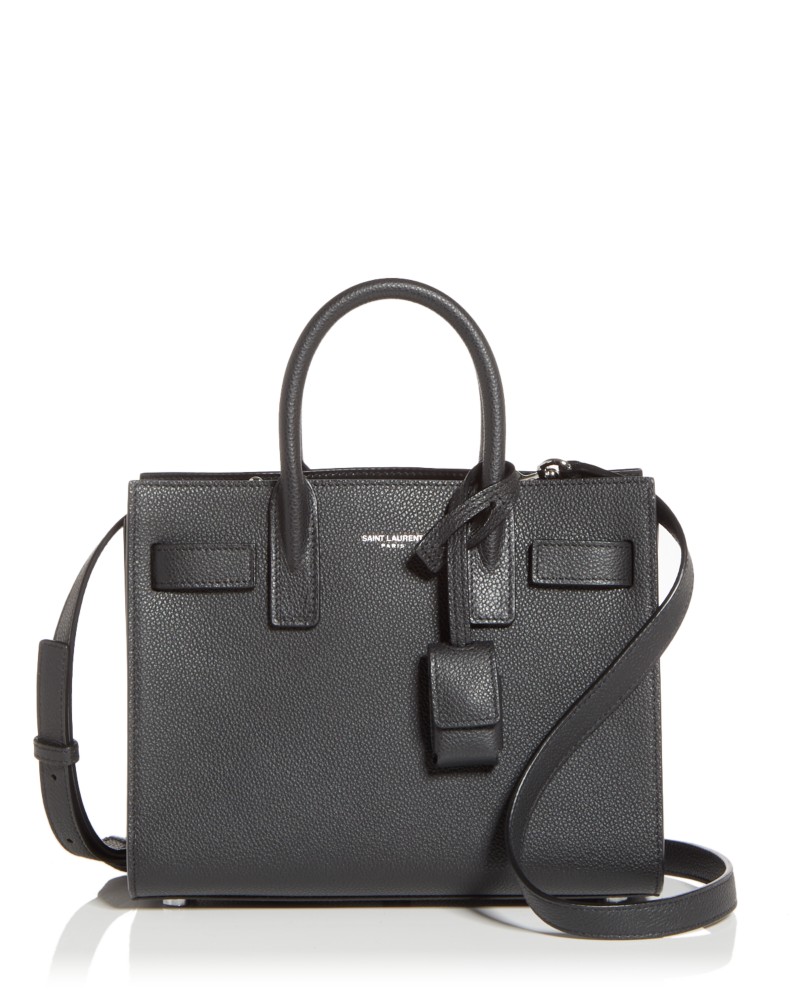 Saint Laurent Sac de Jour Nano Top Handle Bag in Black Grained Leather/Silver