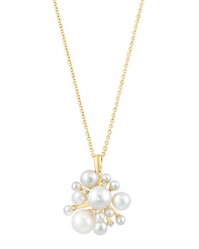 Bloomingdale's - Cultured Freshwater Pearls & Diamond Pendant Necklace in 14K Yellow Gold (0.07 ct. t.w.), 18" -
