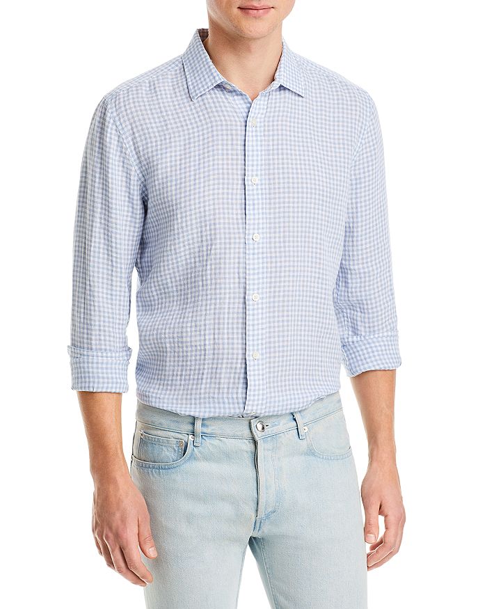 The Men's Store at Bloomingdale's Regular Fit Long Sleeve Gingham Linen