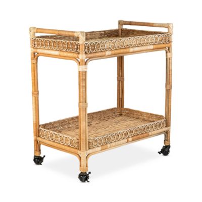 Provence Rattan Whitewash Bar Cart