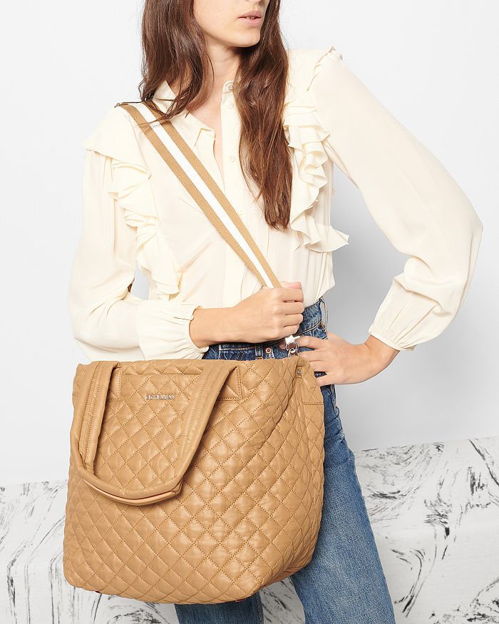 Mz Wallace Metro Deluxe Medium Quilted Tote Bag In Dark Beige