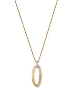 Marco Bicego - 18K White & Yellow Gold Jaipur Diamond & Textured Link Drop Pendant Necklace, 16.5-18"