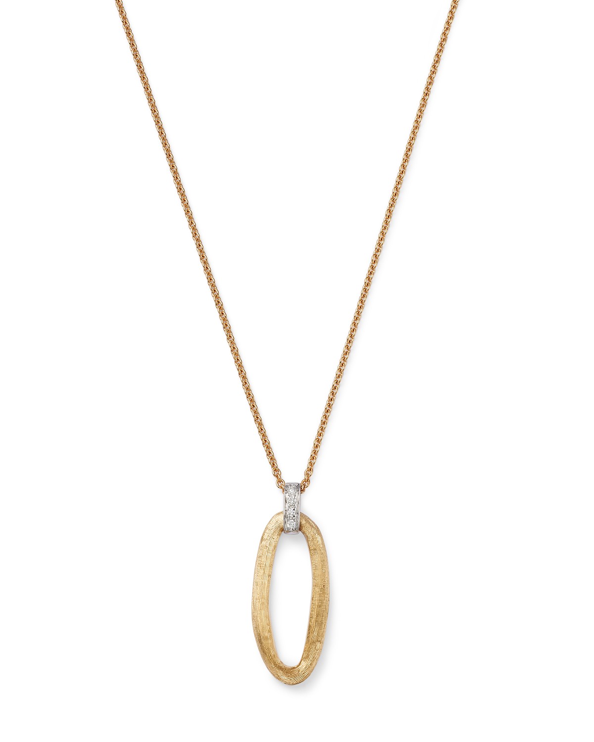 18K White & Yellow Gold Jaipur Diamond & Textured Link Drop Pendant Necklace, 16.5-18"
