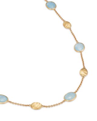 18K Yellow Gold Siviglia Aquamarine Beaded Collar Necklace, 16.5-18"L