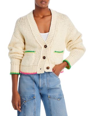 Re/done 90s Cropped Cardigan In Ivory Combo | ModeSens