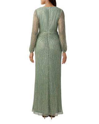 Metallic Faux Wrap Gown