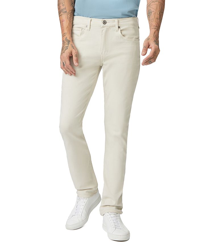 Paige Lennox Slim Fit Corduroy Pants In Ivory Cream In Vintage Biscotti