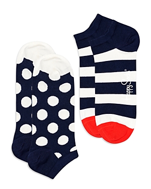 Happy Socks Big Dot Stripe Low Cut Socks, Pack of 2