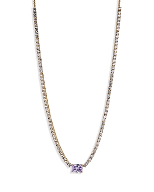 Nadri Tennis Emerald Cut Necklace, 18 In Purple/gold