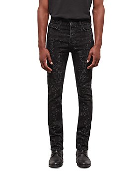 The Kooples - Cotton Stretch Denim Rhinestone Embellished Slim Fit Jeans in Black