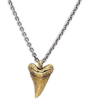 John Varvatos Artisan Brass & Sterling Silver Shark Tooth Pendant Necklace, 24