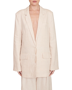 Staud Maxwell Linen Blazer In Natural