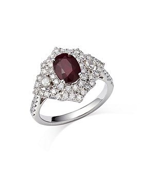 Bloomingdale's - Ruby & Diamond Double Halo Ring in 14K White Gold - 100% Exclusive