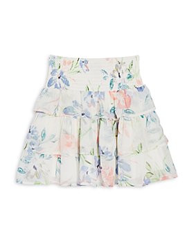 AQUA - Girls' Smocked Tiered Floral Print Skirt, Little Kid, Big Kid - 100% Exclusive
