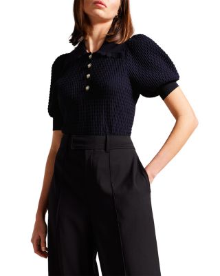 Ted Baker Reannia Polo Knit Top In Dark Blue | ModeSens