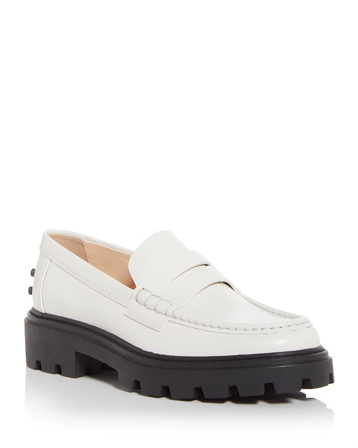 Tod's Women's Gomma Pesante Leather Penny Loafers In Off White
