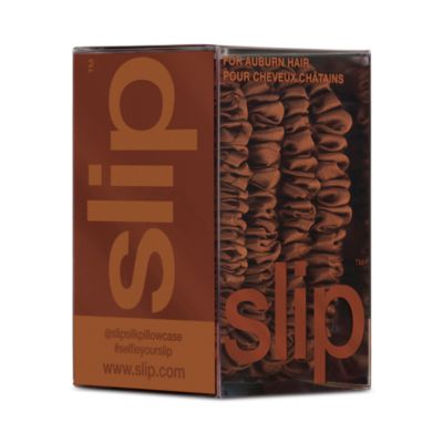 Pure Silk Back to Basics Skinny Scrunchies in Auburn, Set of 4