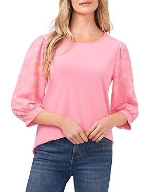 Cece By Cynthia Steffe Lace-sleeve Top In Cupid Pink