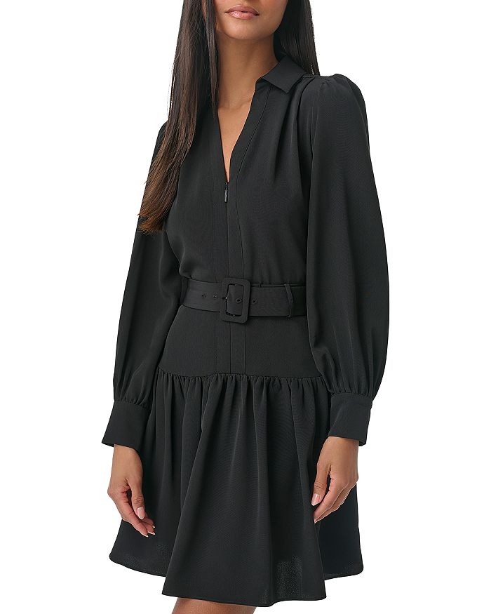 KARL LAGERFELD PARIS Belted Zip Up Dress Bloomingdale s