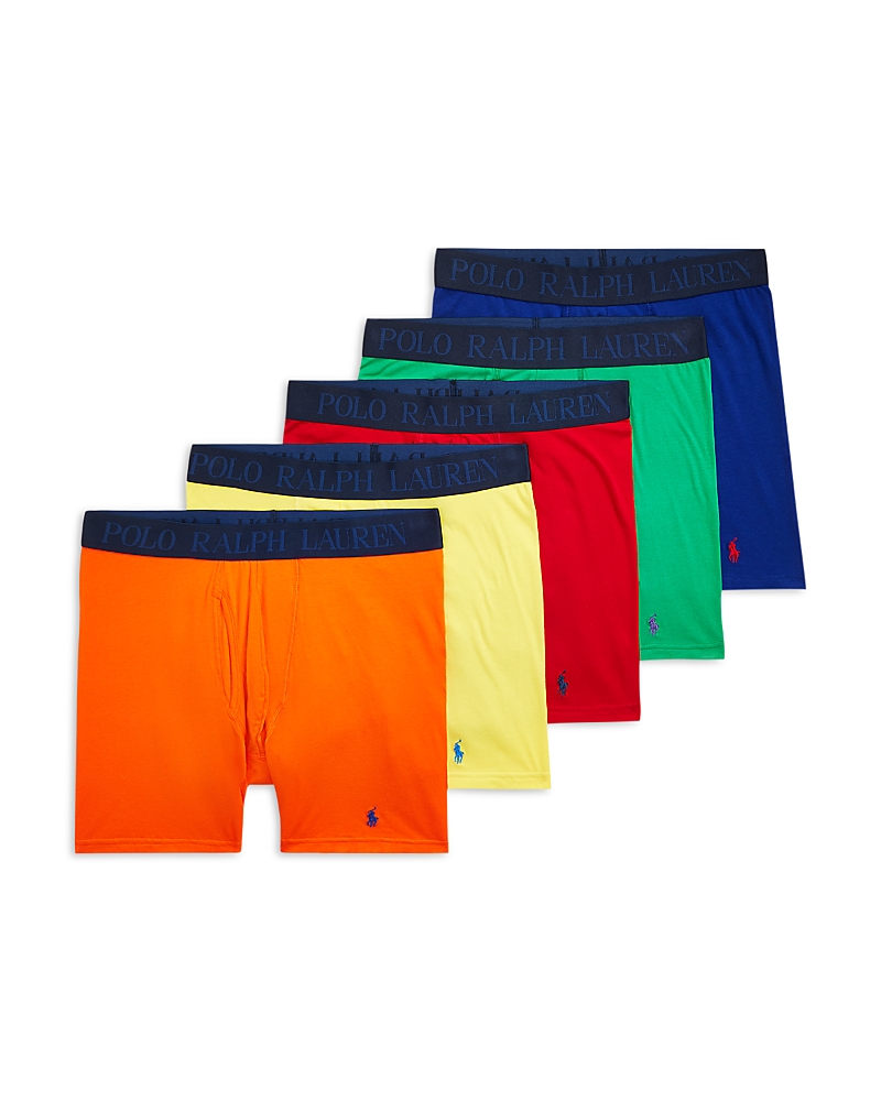 Polo Ralph Lauren Four Way Stretch Cooling Color Blocked Boxer Briefs, Pack Of 5 In Rl Red/sailing Orange/lemon Crush/stem/c
