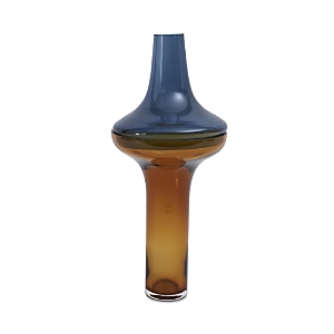 Global Views Large Tall Amber Over Cobalt Vase