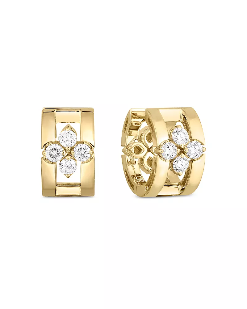 Roberto Coin 18K Yellow Gold Love in Verona Diamond Huggie Earrings