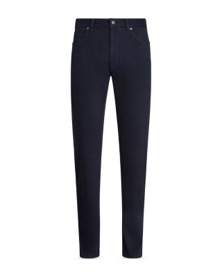 Garment Dyed Stretch Gabardine City Slim Fit Jeans in Navy