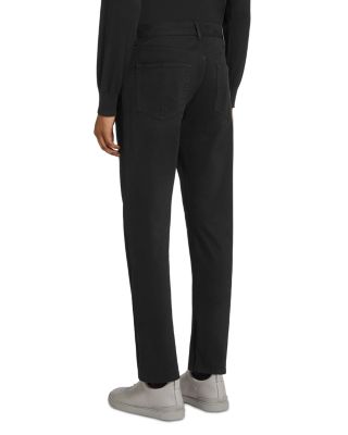 Garment Dyed Stretch Gabardine City Slim Fit Jeans in Black