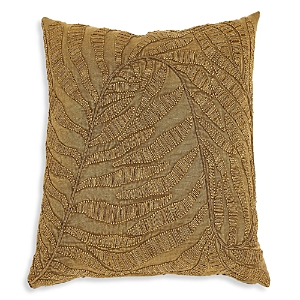 Global Views Beaded Palm Leaf Gold Tone Throw Pillow, 20 x 20