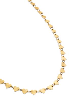 14K Yellow Gold Heart Collar Necklace, 16.25"