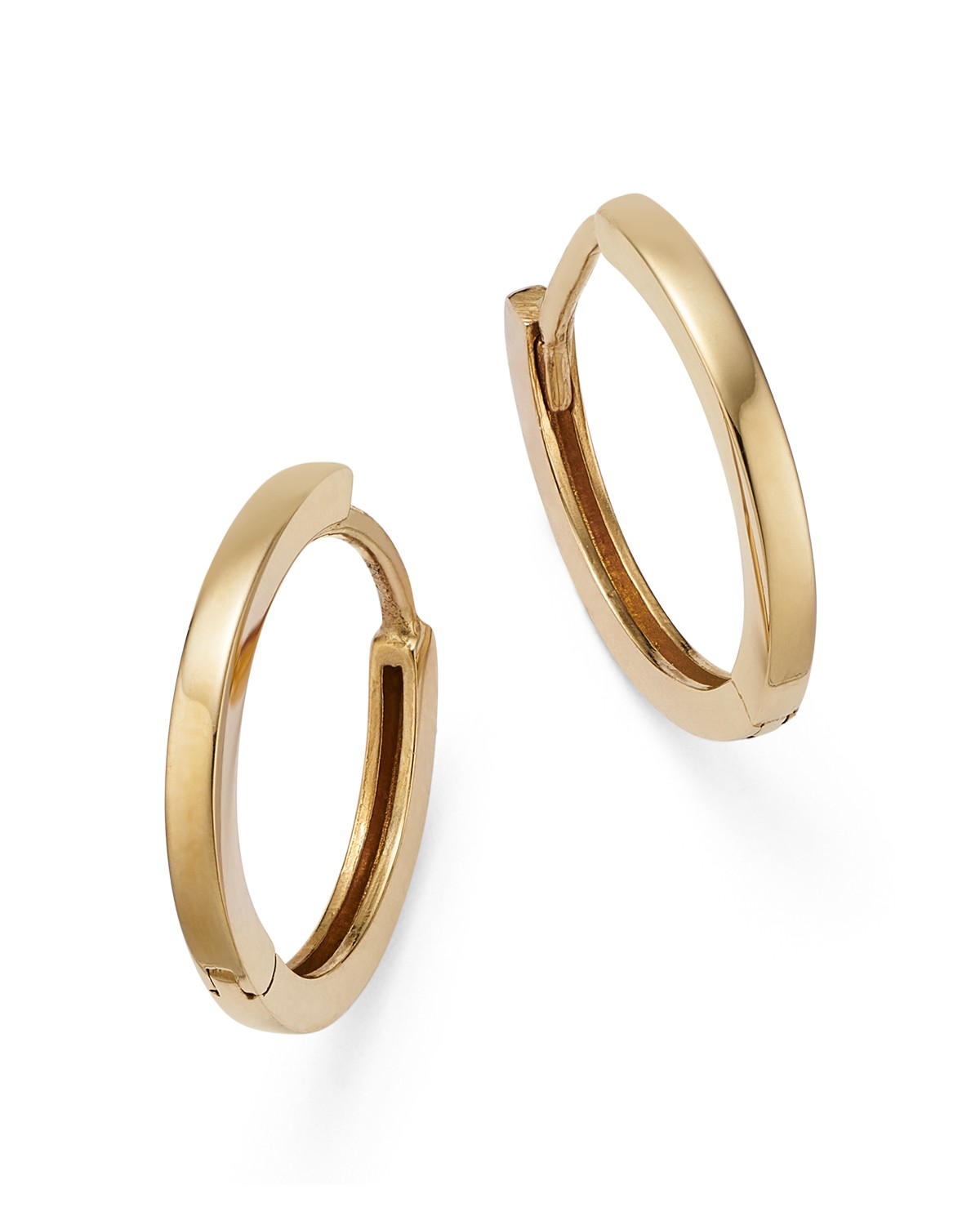 14K Yellow Gold Small Polished Huggie Hoop Earrings