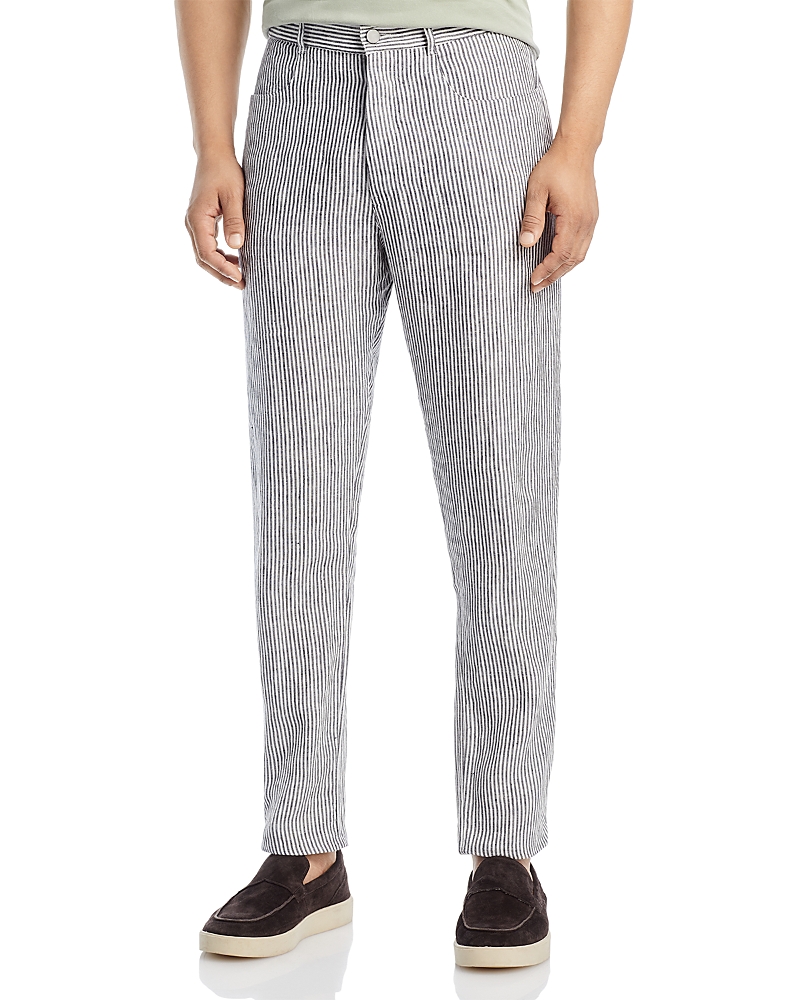 Alex Crane Cham Regular Fit Linen Pants In Lines
