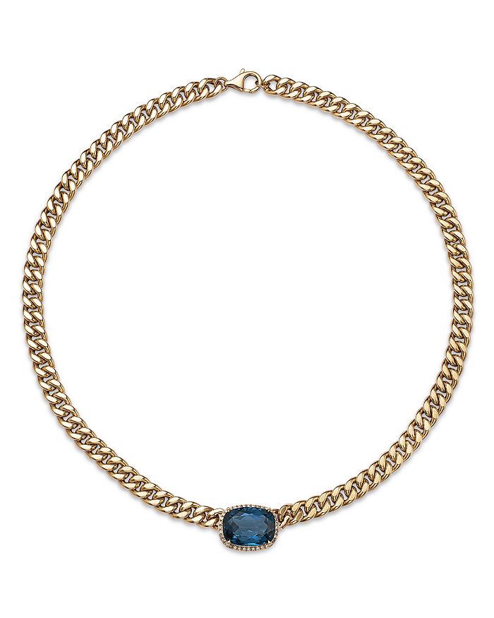 Bloomingdale's - London Blue Topaz & Diamond Statement Necklace in 14K Yellow Gold, 17" - 100% Exclusive