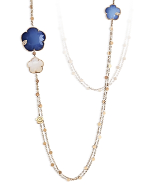 Pasquale Bruni 18k Rose Gold Ton Joli Multi Stone & Diamond Flower Sautoir Necklace, 39.3 In Blue/rose Gold