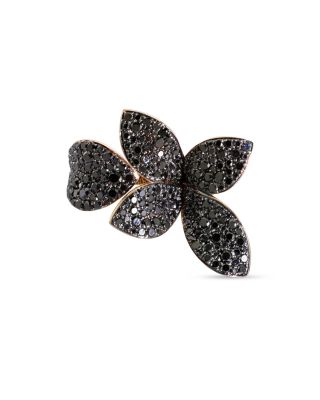 Pasquale Bruni - 18K Rose Gold Giardini Segreti Five Leaves Flower Ring with Black Diamonds, 3.46 tcw