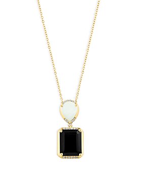 Bloomingdale's - Onyx, White Agate & Diamond Accent Pendant Necklace in 14K Yellow Gold, 16-18" - 100% Exclusive
