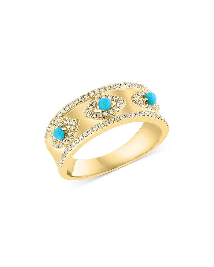 Bloomingdale's - Turquoise & Diamond Band in 14K Yellow Gold - 100% Exclusive